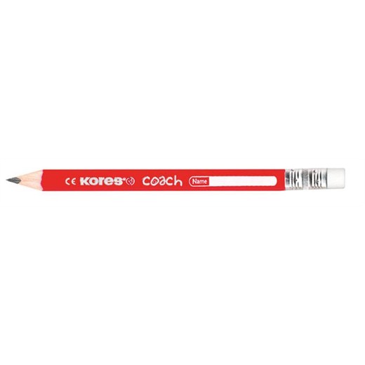 Grafitová ceruzka, s gumou, HB, trojhranná, jumbo, KORES "Coach"