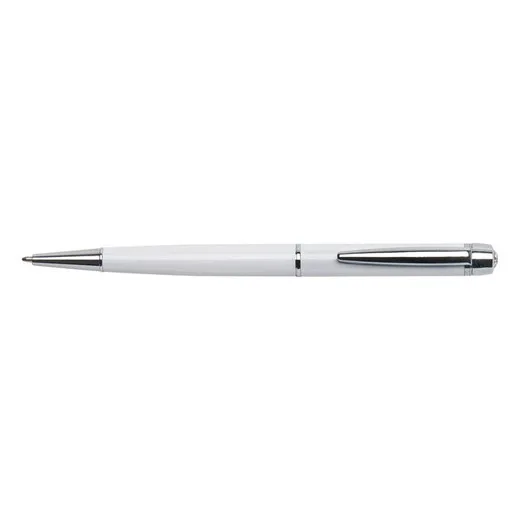 Guľôčkové pero, Crystlas from SWAROVSKI®, s bielym krištáľom, ART CRYSTELLA "Lille Pen", biela