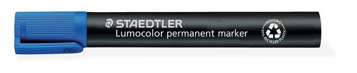 Permanentný popisovač, zrezaný hrot, STAEDTLER "Lumocolor 350", modrý