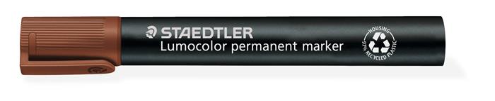 Permanentný popisovač, zrezaný hrot, STAEDTLER "Lumocolor 350", hnedý