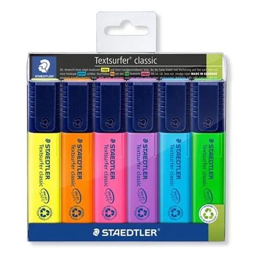 Zvýrazňovač, sada, 1-5 mm, STAEDTLER "Textsurfer Classic 364", 6 rôznych farieb