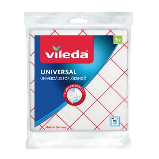 Čistiaca utierka, 34x36 cm, 3 ks, VILEDA "Universal", bielo-červená