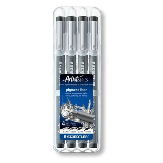 Liner, sada, STAEDTLER "Pigment Liner", čierny