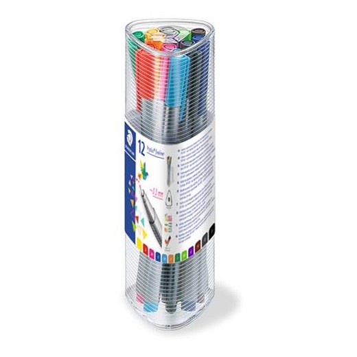 Liner, sada, 0,3 mm, STAEDTLER "Triplus 334", 12 rôznych farieb