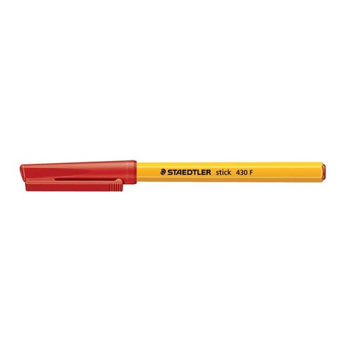 Guľôčkové pero, 0,3 mm, s vrchnákom, STAEDTLER "Stick 430 F", červené