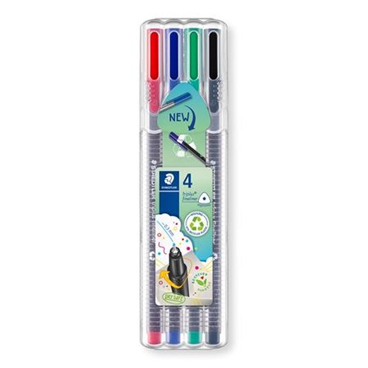 Liner, sada, 0,3 mm, STAEDTLER "Triplus 334", 4 rôzne farby