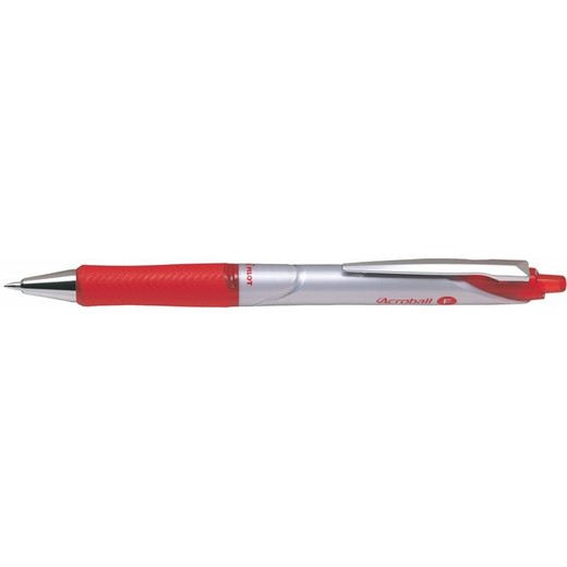Guľôčkové pero, 0,25 mm, stáčací mechanizmus, kovový klip, PILOT "Acroball", červené