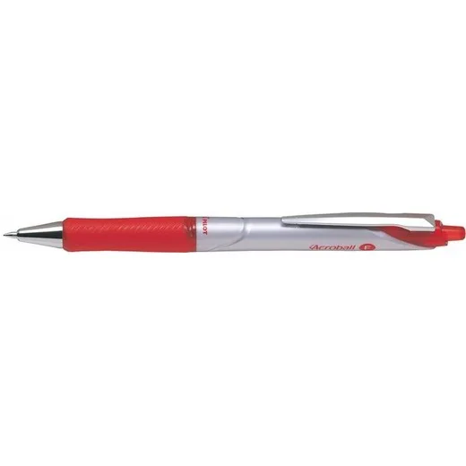 Guľôčkové pero, 0,25 mm, stáčací mechanizmus, kovový klip, PILOT "Acroball", červené