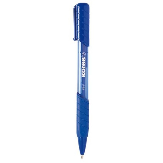 Guľôčkové pero, 0,7 mm, stláčací mechanizmus, trojhranný tvar, KORES "K6-F", modrá