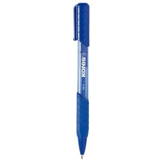Guľôčkové pero, 0,7 mm, stláčací mechanizmus, trojhranný tvar, KORES "K6-F", modrá