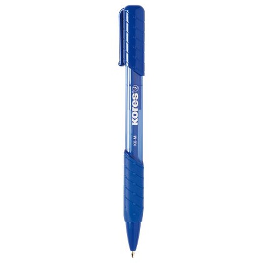 Guľôčkové pero, 1,0 mm, stláčací mechanizmus, trojhranný tvar, KORES "K6-M", modrá