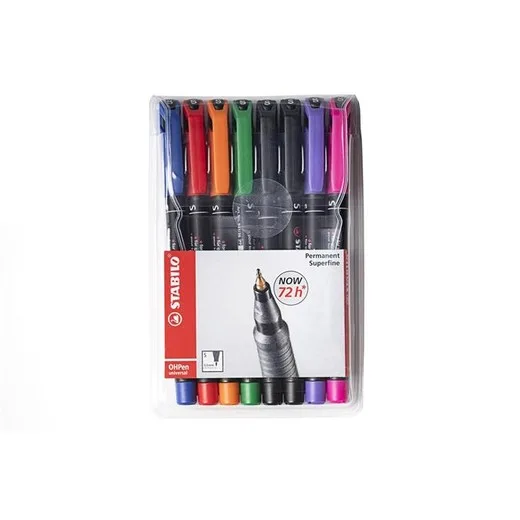 Permanentný popisovač, 0, 4 mm, STABILO "OHPen S", 8 rôznych farieb