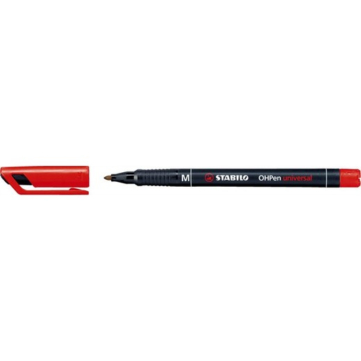 Permanentný popisovač, 1 mm, STABILO "OHPen M", červený