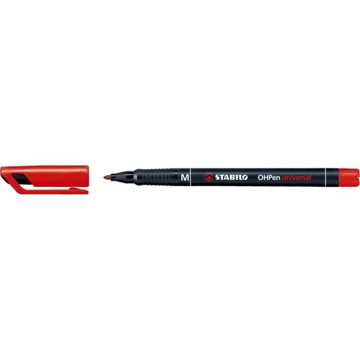 Permanentný popisovač, 1 mm, STABILO "OHPen M", červený
