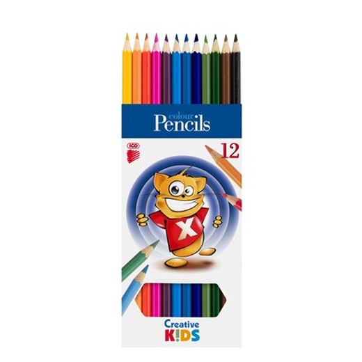 Farebné ceruzky, šesťhranné, ICO "Creative Kids", 12 rôznych farieb