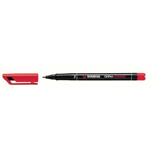 Permanentný popisovač, 0,7 mm, STABILO "OHPen F", červený