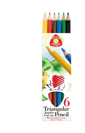 Farebné ceruzky, sada, trojhranné, hrubé, ICO "Ježko", 6 rôznych farieb