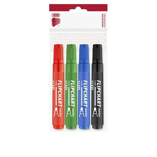 Popisovač na flipchartové tabule, sada, 1-3 mm, kužeľový hrot, ICO "Artip 11 XXL", 4 rôzne farby
