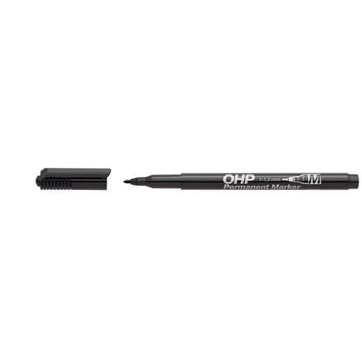 Permanentný popisovač, OHP, 1-1,5 mm, M, ICO, čierny