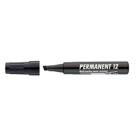 Permanentný popisovač, 1-4 mm, zrezaný hrot, ICO "Permanent 12", čierny