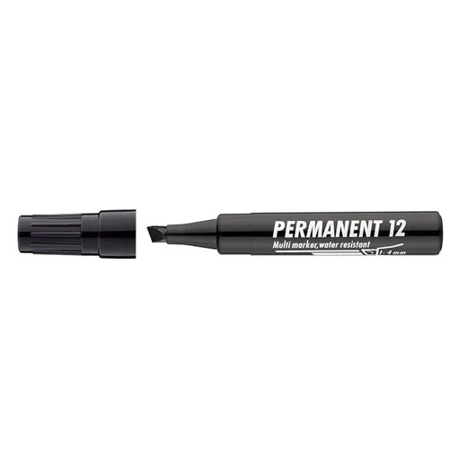 Permanentný popisovač, 1-4 mm, zrezaný hrot, ICO "Permanent 12", čierny