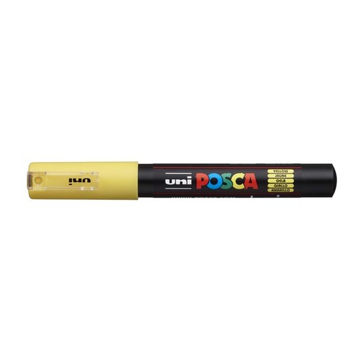 Dekoračný popisovač, 0,7-1,0 mm, UNI "Posca PC-1M", žltý
