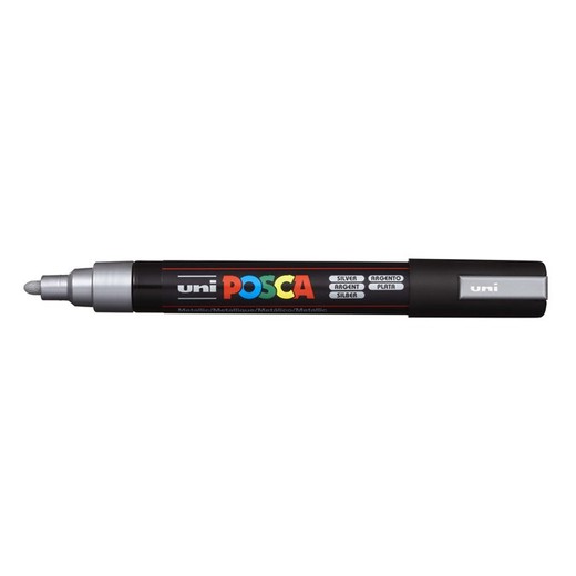 Dekoračný popisovač, 1,8-2,5 mm, UNI "Posca PC-5M", strieborný (26)