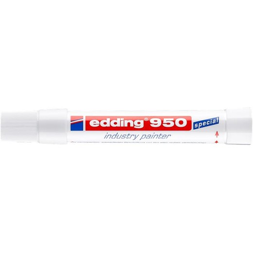 Permanentný popisovač, 10 mm, kužeľový hrot, EDDING "950", biely