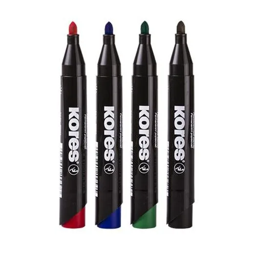 Permanentný popisovač, sada, 3-5 mm, kužeľový hrot, KORES "K-Marker XP1", 4 rôzne farby