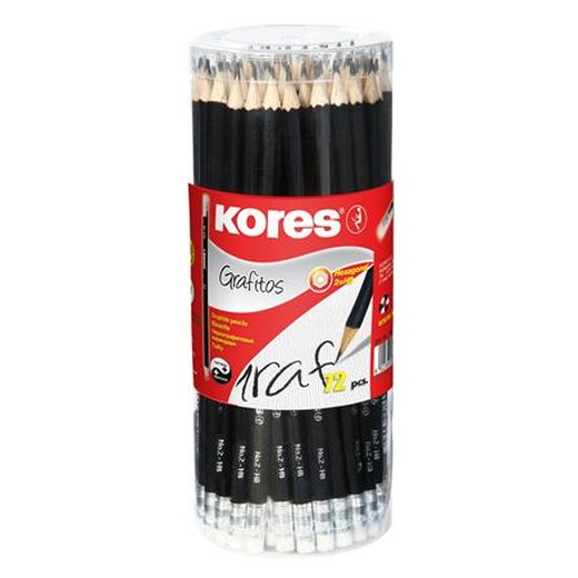 Grafitová ceruzka s gumou, HB, šesťhranná, KORES