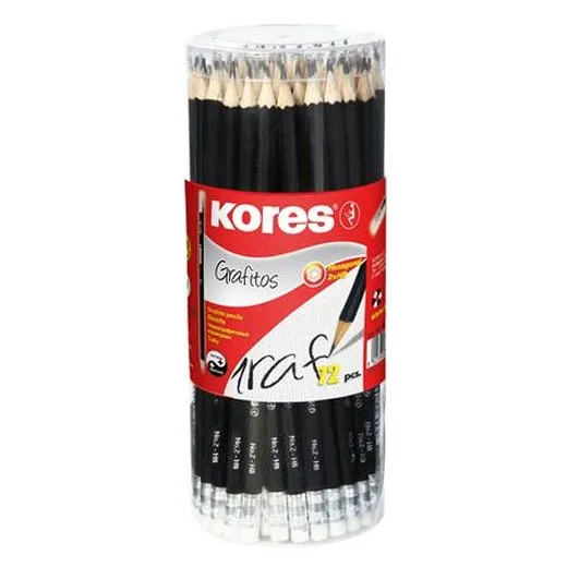Grafitová ceruzka s gumou, HB, šesťhranná, KORES