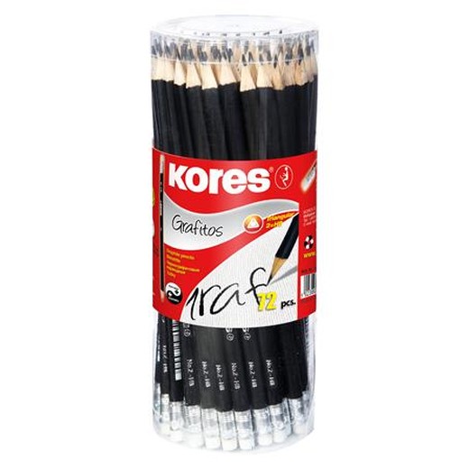 Grafitová ceruzka s gumou, HB, trojuholníková, KORES