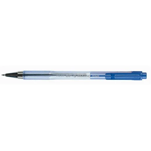 Guľôčkové pero, 0,27 mm, stláčací mechanizmus, priehľadné telo, PILOT "BP-S Matic", modré