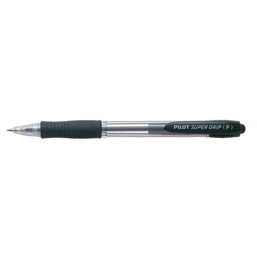 Guľôčkové pero, 0,22 mm, stláčací mechanizmus, PILOT "Super Grip", čierna