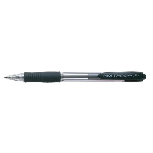 Guľôčkové pero, 0,22 mm, stláčací mechanizmus, PILOT "Super Grip", čierna