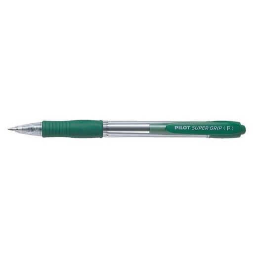 Guľôčkové pero, 0,22 mm, stláčací mechanizmus, PILOT "Super Grip", zelená