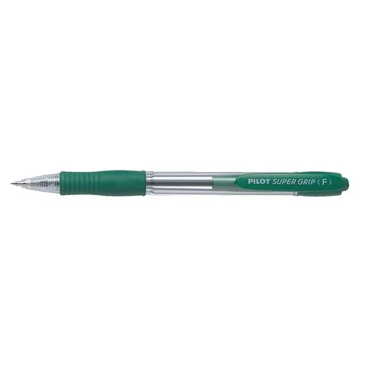 Guľôčkové pero, 0,22 mm, stláčací mechanizmus, PILOT "Super Grip", zelená