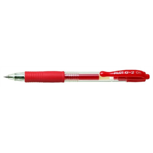 Gélové pero, 0,25 mm, stláčací mechanizmus, PILOT "G-2", červené