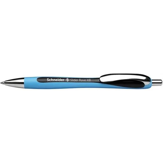 Guľôčkové pero, 0,7 mm, stláčací mechanizmus, SCHNEIDER "Slider Rave XB", čierna