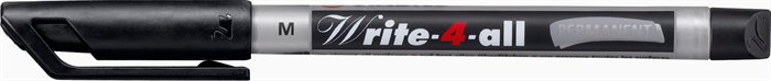 Permanentný popisovač, 1 mm, kužeľový hrot, STABILO "Write-4-all", M, čierna