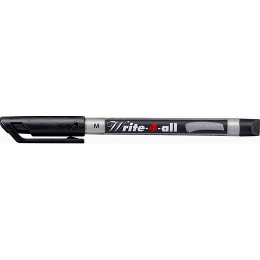 Permanentný popisovač, 1 mm, kužeľový hrot, STABILO "Write-4-all", M, čierna