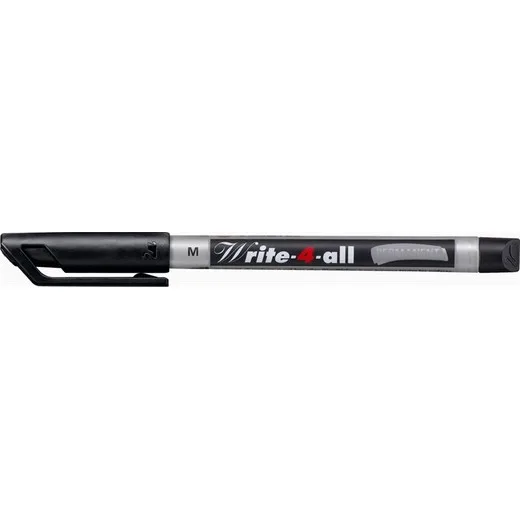 Permanentný popisovač, 1 mm, kužeľový hrot, STABILO "Write-4-all", M, čierna