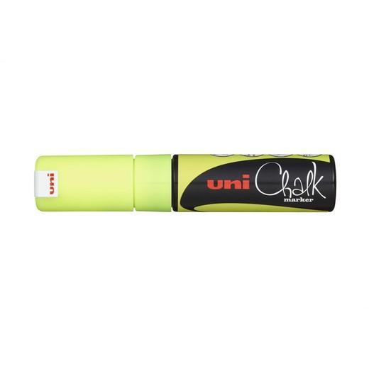 Kriedový popisovač, 8 mm, UNI "PWE-8K", fluor žltý