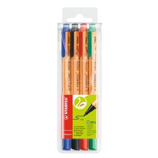 Fixky, sada, 0,8 mm, STABILO "Greenpoint", 4 rôzne farby