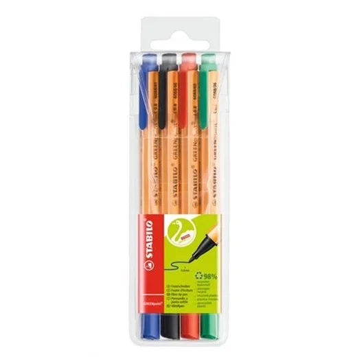 Fixky, sada, 0,8 mm, STABILO "Greenpoint", 4 rôzne farby