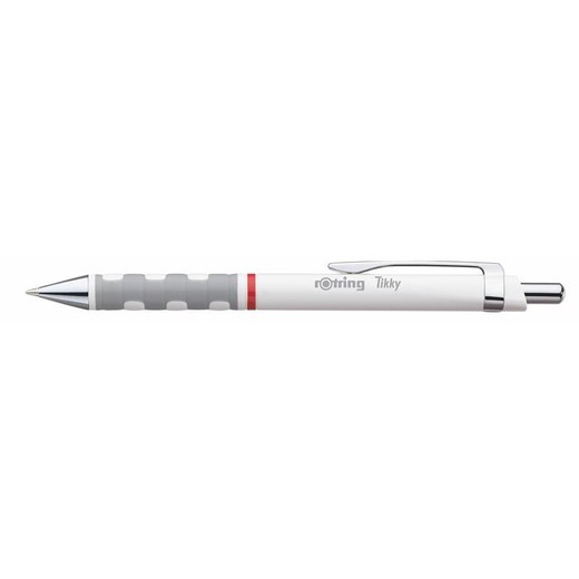 Guľôčkové pero, 0,8 mm, stláčací mechanizmus, biele telo, ROTRING "Tikky", modrá