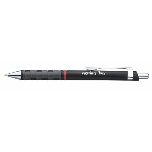 Guľôčkové pero, 0,8 mm, stláčací mechanizmus, čierne telo, ROTRING "Tikky", modrá