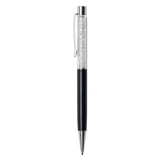 Guľôčkové pero, s bielym krištáľom SWAROVSKI®, 14 cm, ART CRYSTELLA, čierna