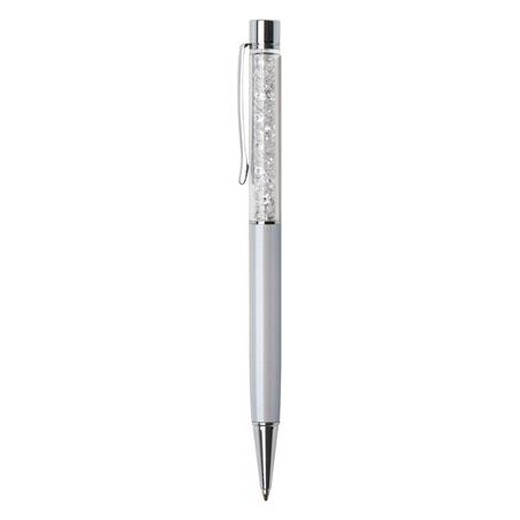 Guľôčkové pero, s bielym krištáľom SWAROVSKI®, 14 cm, ART CRYSTELLA, krémovo biela