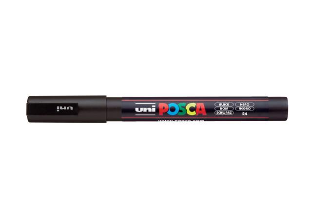 Dekoračný popisovač, 0,9-1,3 mm, UNI "Posca PC-3M", čierny